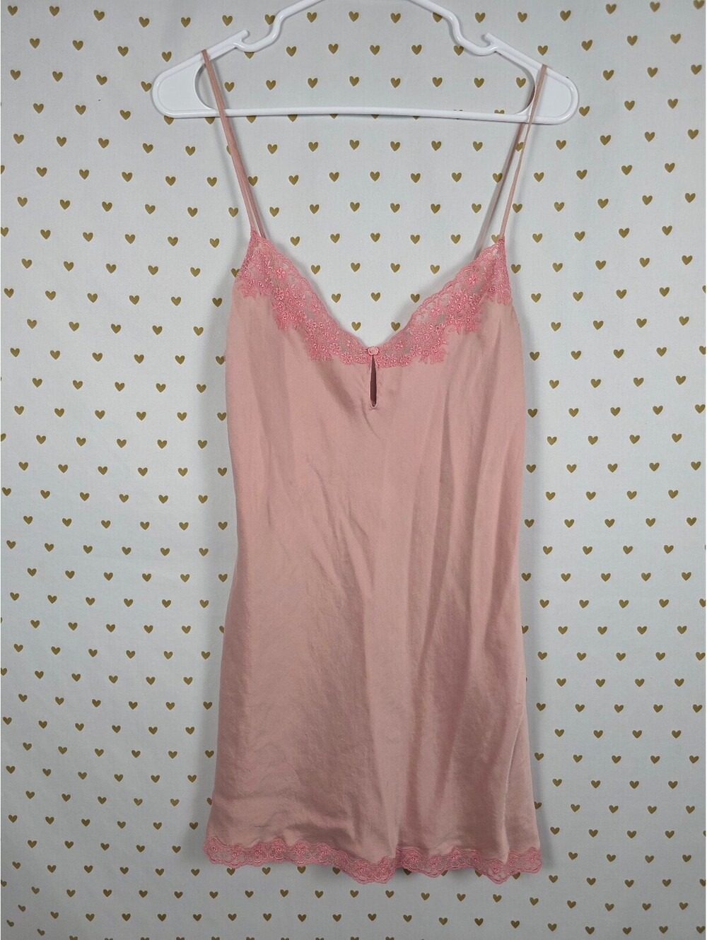 Victorias Secret Vintage 100% Silk Slip Dress NIghtie Lingerie Pink Large